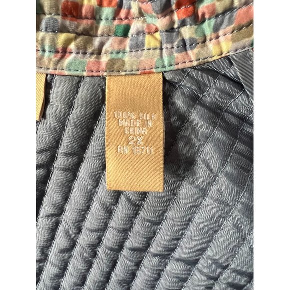 Kate Hill Plus Size Quilted Jacket Size 2X Multi Color Confetti Pattern Silk - Picture 8 of 16